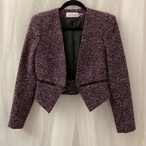 NWOT Calvin Klein women’s blazer - black, magenta, white textured jacket size 2